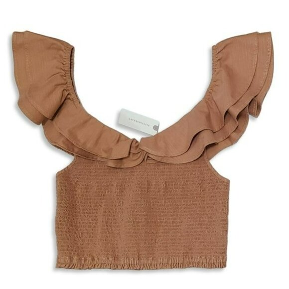 NWT Anthropologie Maeve Ruffled Smocked Crop Top - Picture 7 of 10
